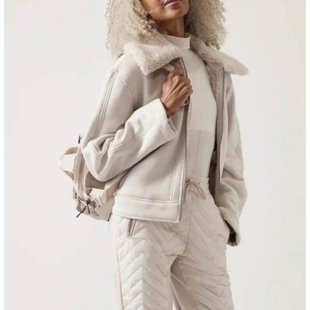 Athleta Cream Jacket with Shearling Collar